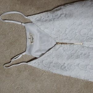 White lace V neck blouse, Ember brand, women's Medium